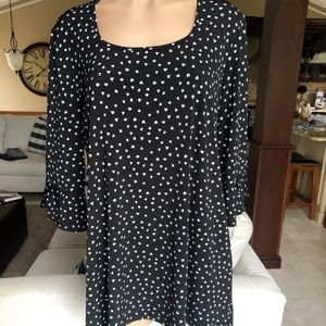 Clara Sunwoo Black White Tulip Print Tulip Sleeve U Neck Tunic Medium